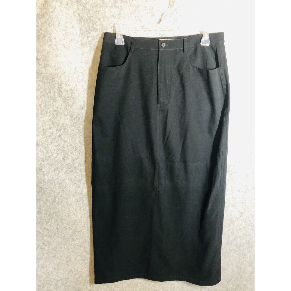 Talbots Skirt Women 10 Black Suede Stretch Pockets Midi Career New WO Tags